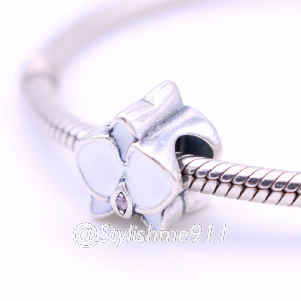 Authentic PANDORA White Orchid Charm - 792074EN12